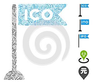 Line Mosaic ICO Flag Marker Icon