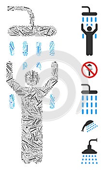 Line Mosaic Man Under Shower Icon