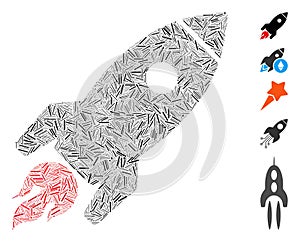 Line Mosaic Rocket Launch Icon