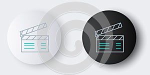 Line Movie clapper icon isolated on grey background. Film clapper board. Clapperboard sign. Cinema production or media