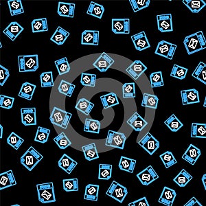 Line MSG file document. Download msg button icon isolated seamless pattern on black background. MSG file symbol. Vector