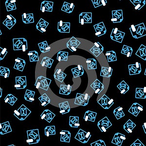 Line MSG file document. Download msg button icon isolated seamless pattern on black background. MSG file symbol. Vector