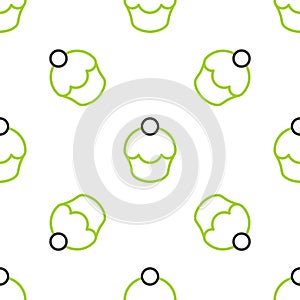 Line Muffin icon isolated seamless pattern on white background. Vector