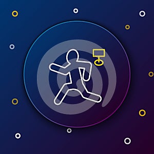 Line Murder icon isolated on blue background. Body, bleeding, corpse, bleeding icon. Concept of crime scene. Colorful