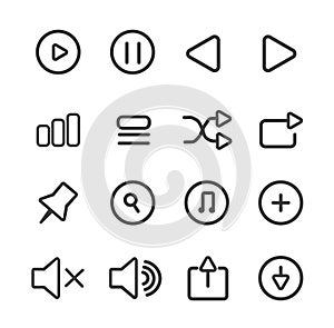 Line music icons vector set