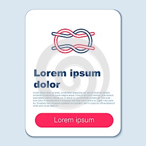 Line Nautical rope knots icon isolated on grey background. Rope tied in a knot. Colorful outline concept. Vector