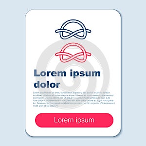 Line Nautical rope knots icon isolated on grey background. Rope tied in a knot. Colorful outline concept. Vector