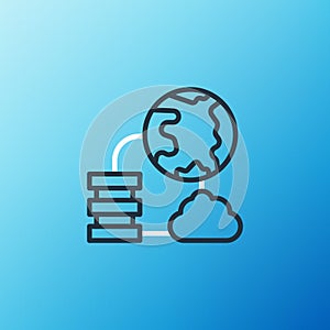 Line Network cloud connection icon isolated on blue background. Social technology. Cloud computing concept. Colorful
