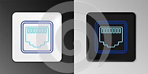 Line Network port - cable socket icon isolated on grey background. LAN, ethernet port sign. Local area connector icon