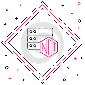 Line NFT blockchain technology icon isolated on white background. Non fungible token. Digital crypto art concept