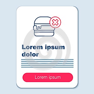 Line No burger icon isolated on grey background. Hamburger icon. Cheeseburger sandwich sign. Fast food menu. Colorful