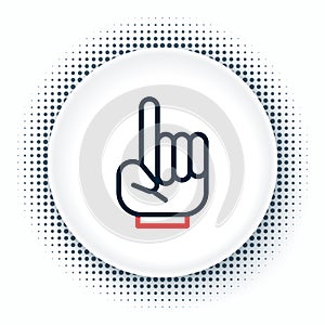 Line Number 1 one fan hand glove with finger raised icon isolated on white background. Symbol of team support in