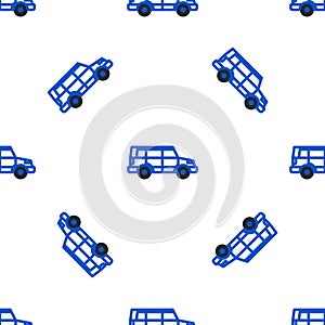 Line Off road car icon isolated seamless pattern on white background. Jeep sign. Colorful outline concept. Vector