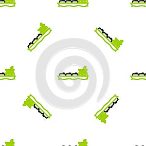 Line Oil tanker ship icon isolated seamless pattern on white background. Vector Illustration