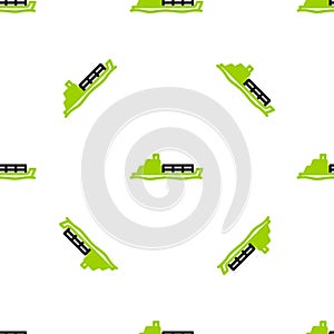 Line Oil tanker ship icon isolated seamless pattern on white background. Vector Illustration