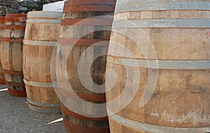 A Line of Old Whisky Barrels