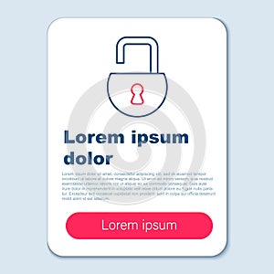 Line Open padlock icon isolated on grey background. Opened lock sign. Cyber security concept. Digital data protection