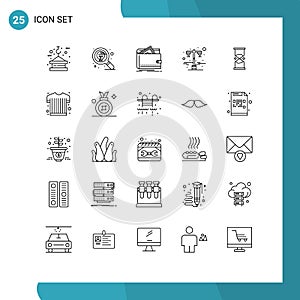 Line Pack of 25 Universal Symbols of street, lamp, search, purse, money