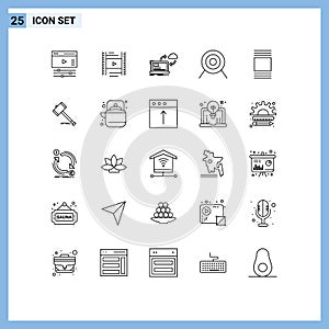 Line Pack of 25 Universal Symbols of thumbnails, target, sync, sport, arrows