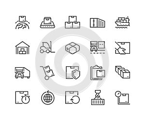 Line Package Delivery Icons