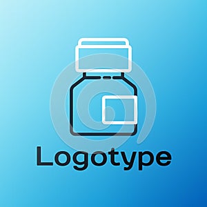 Line Paint, gouache, jar, dye icon isolated on blue background. Colorful outline concept. Vector. Illustration