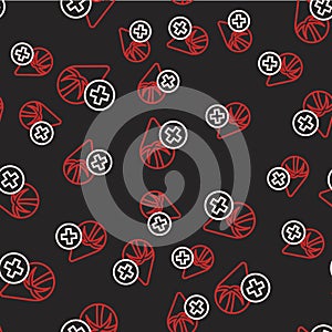 Line Palm oil free icon isolated on isolated seamless pattern on black background. Vector