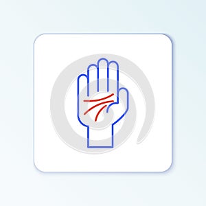 Line Palmistry of the hand icon isolated on white background. Colorful outline concept. Vector