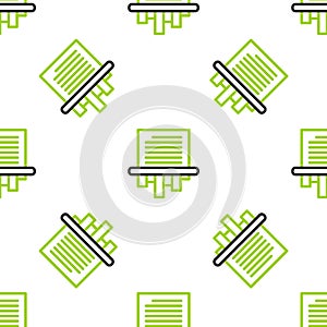 Line Paper shredder confidential and private document office information protection icon isolated seamless pattern on