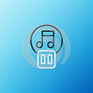 Line Pause button icon isolated on blue background. Colorful outline concept. Vector