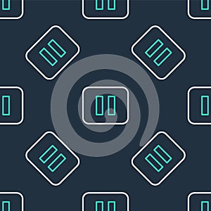Line Pause button icon isolated seamless pattern on black background. Vector
