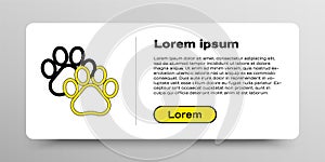 Line Paw print icon isolated on white background. Dog or cat paw print. Animal track. Colorful outline concept. Vector