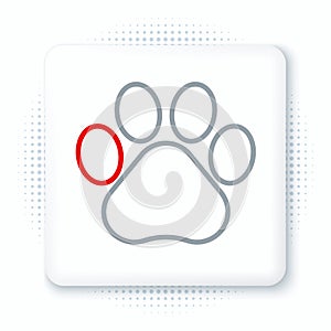 Line Paw print icon isolated on white background. Dog or cat paw print. Animal track. Colorful outline concept. Vector