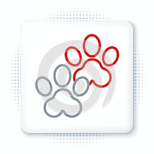 Line Paw print icon isolated on white background. Dog or cat paw print. Animal track. Colorful outline concept. Vector