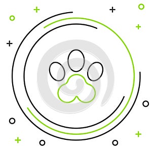 Line Paw print icon isolated on white background. Dog or cat paw print. Animal track. Colorful outline concept. Vector