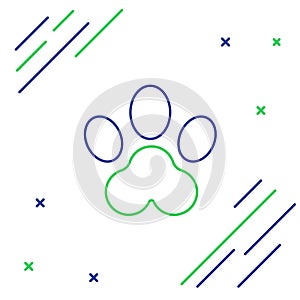 Line Paw print icon isolated on white background. Dog or cat paw print. Animal track. Colorful outline concept. Vector