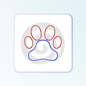 Line Paw print icon isolated on white background. Dog or cat paw print. Animal track. Colorful outline concept. Vector