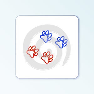 Line Paw print icon isolated on white background. Dog or cat paw print. Animal track. Colorful outline concept. Vector