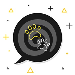 Line Paw print icon isolated on white background. Dog or cat paw print. Animal track. Colorful outline concept. Vector