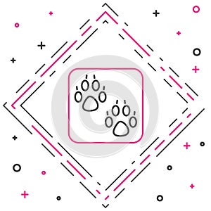 Line Paw print icon isolated on white background. Dog or cat paw print. Animal track. Colorful outline concept. Vector