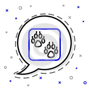 Line Paw print icon isolated on white background. Dog or cat paw print. Animal track. Colorful outline concept. Vector