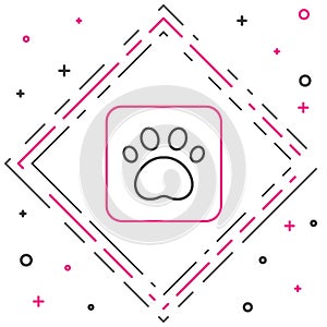 Line Paw print icon isolated on white background. Dog or cat paw print. Animal track. Colorful outline concept. Vector