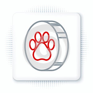 Line Paw print icon isolated on white background. Dog or cat paw print. Animal track. Colorful outline concept. Vector