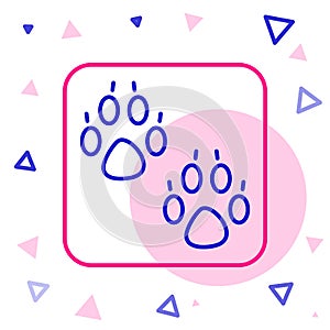 Line Paw print icon isolated on white background. Dog or cat paw print. Animal track. Colorful outline concept. Vector