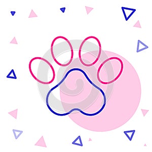 Line Paw print icon isolated on white background. Dog or cat paw print. Animal track. Colorful outline concept. Vector