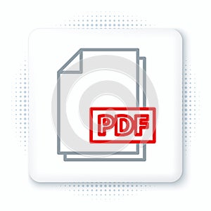 Line PDF file document. Download pdf button icon isolated on white background. PDF file symbol. Colorful outline concept