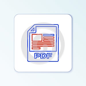 Line PDF file document. Download pdf button icon isolated on white background. PDF file symbol. Colorful outline concept