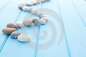 Line of pebbles. Sea stones.