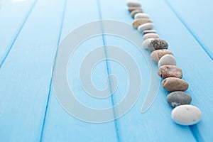 Line of pebbles. Sea stones.