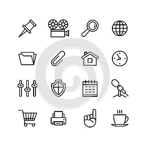 Line phone icons set. Icons for business
