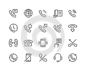 Línea teléfono iconos 